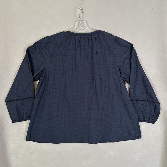 Lane Bryant Top Women Plus Size 24 Blue Peasant Boho Ruffle Balloon Lace Sleeve - Picture 4 of 16